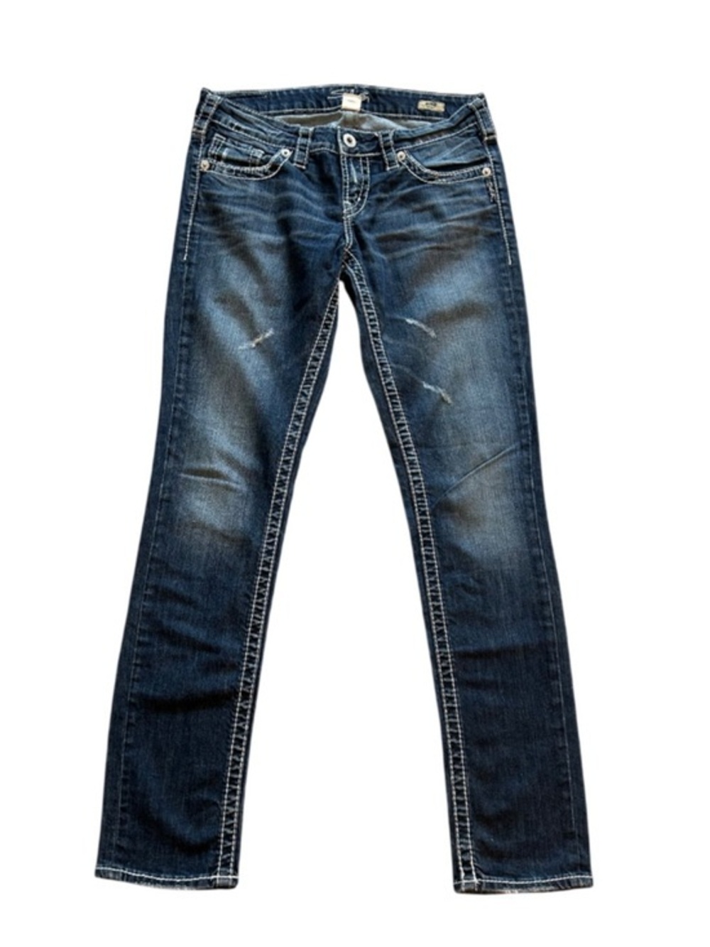 Silver Aiko Jeans Women's Slightly Distressed Skinny Jeans with Subtle Fade